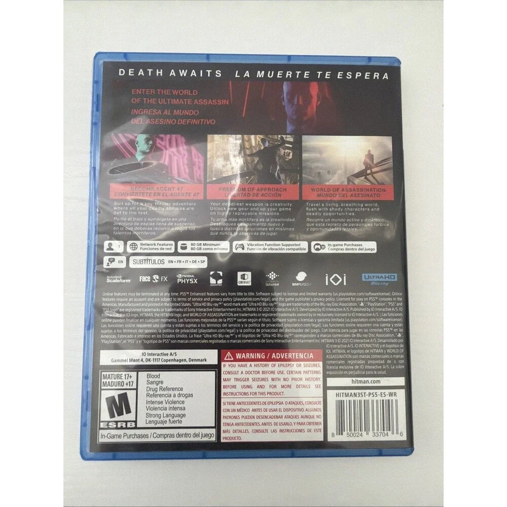 Hitman 3 - Playstation 5 - Tested - Free Shipping